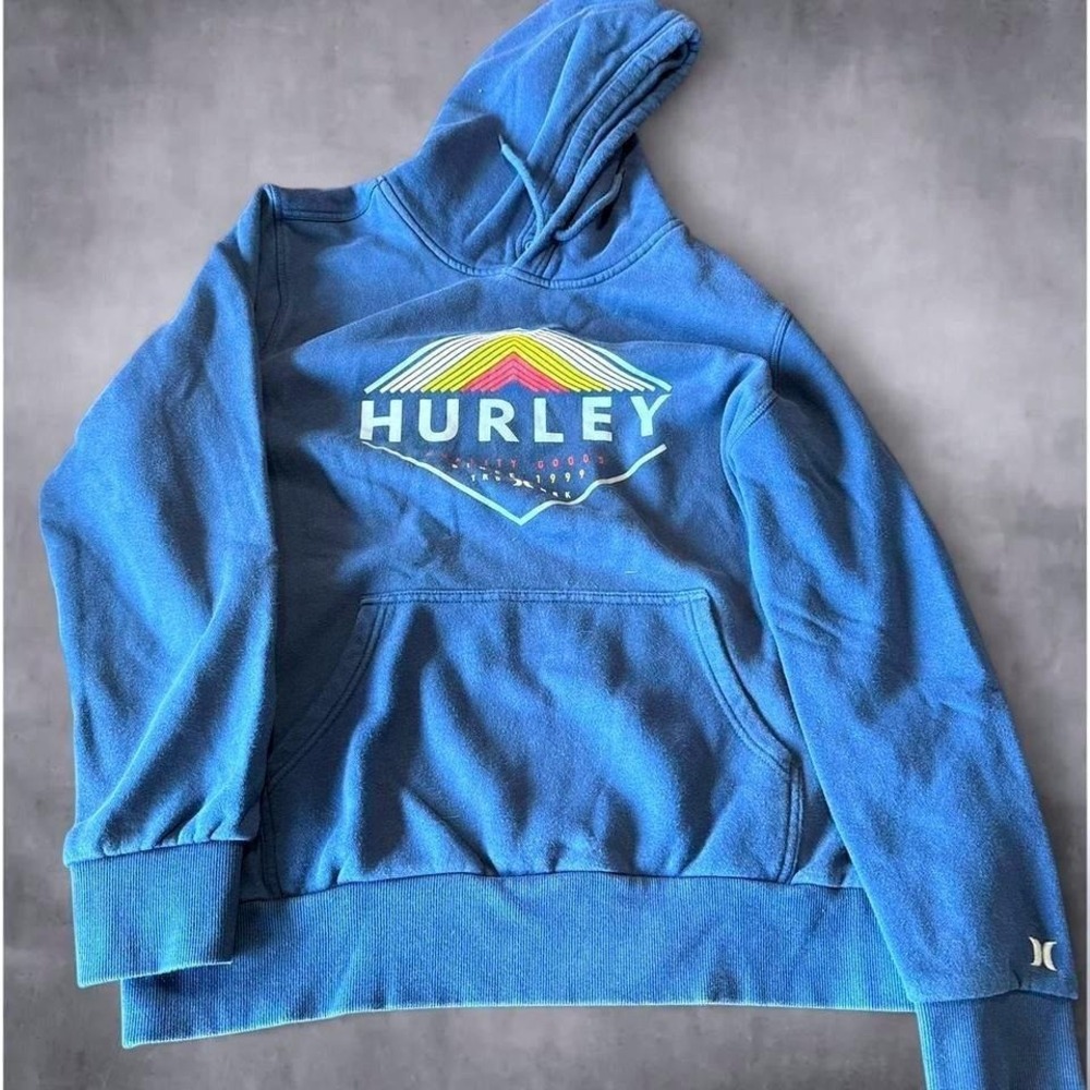 Hurley Mens XL Blue Graphic Pullover Hoodie Sweatshirt Quality Goods Since 1999